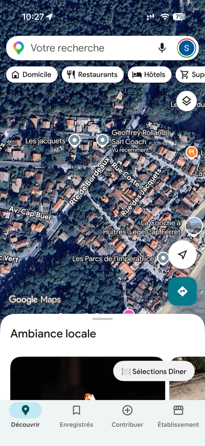 Barre de recherche Google Maps