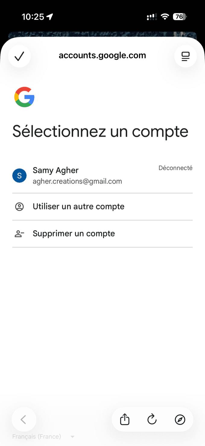 Sélectionnez un compte Google