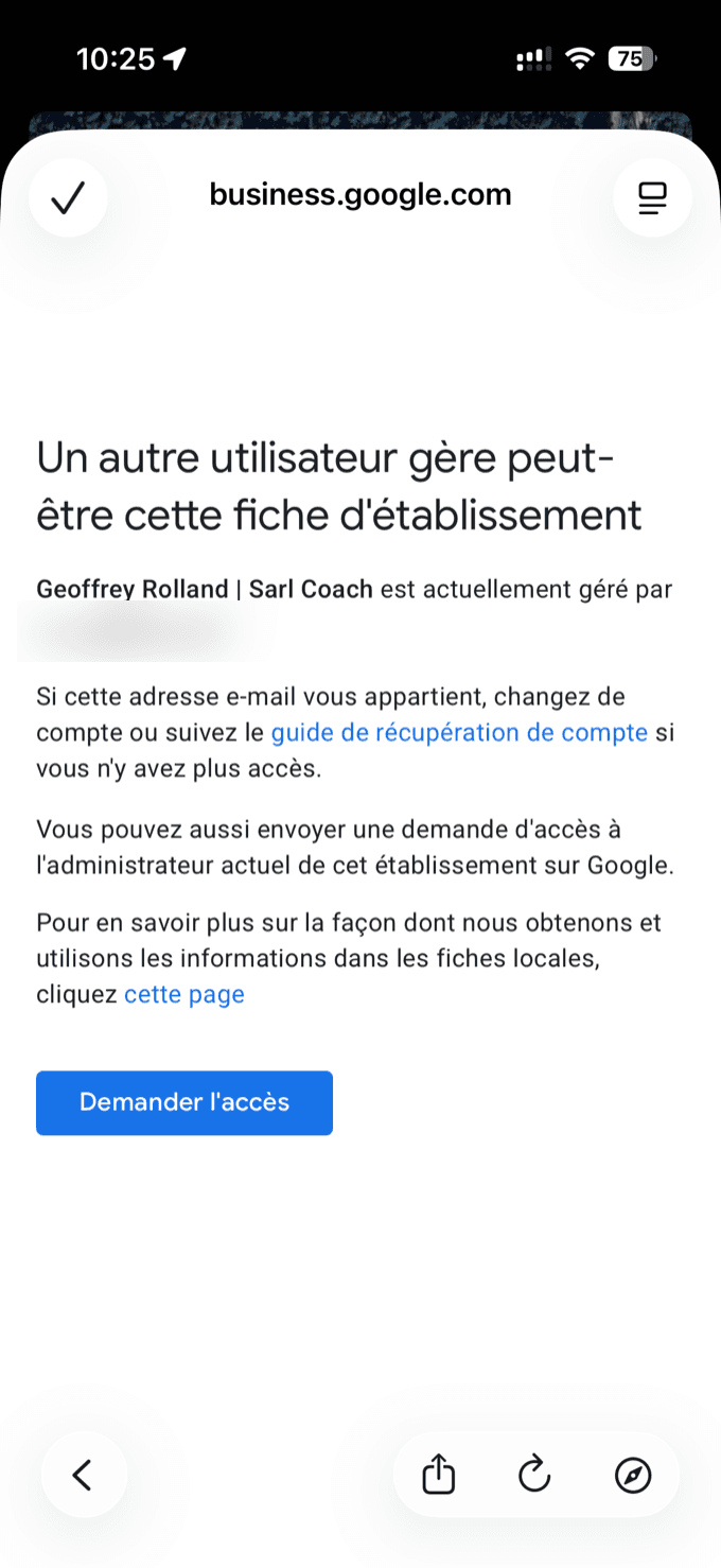 Bouton Demander l’accès