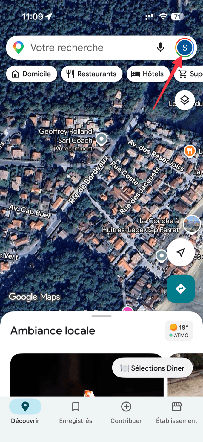 Photo de profil en haut à droite