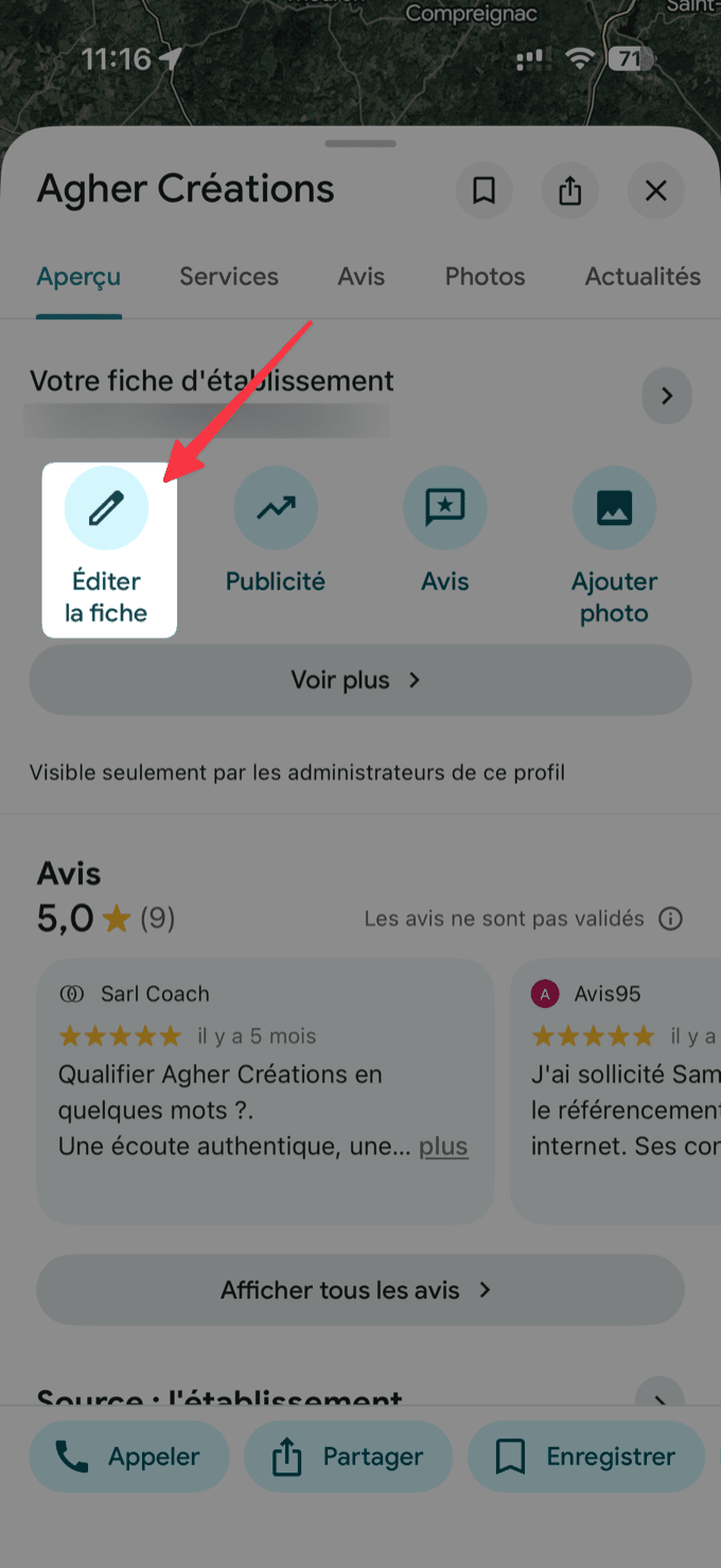 Le bouton Éditer la fiche
