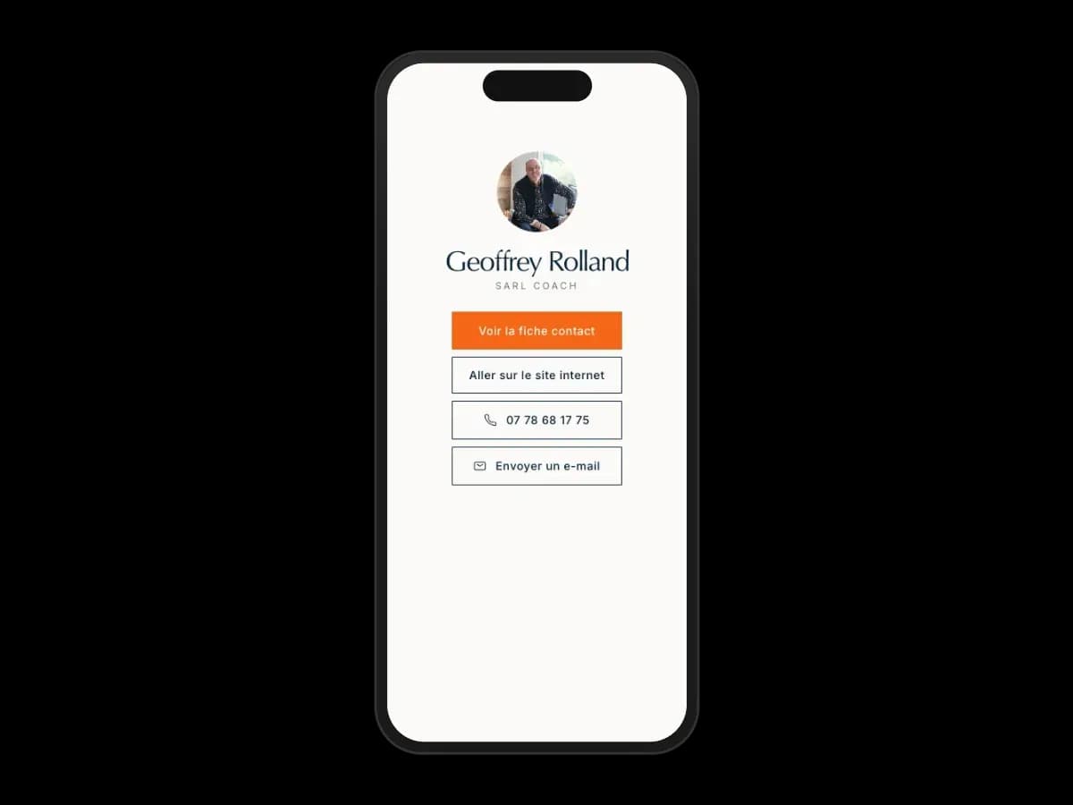 Image d'un téléphone sur la page de la carte de visite