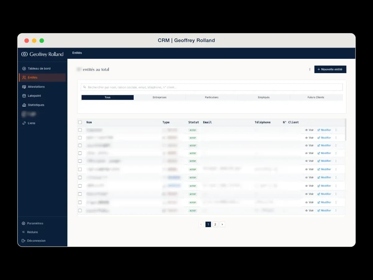 Image du CRM de Geoffrey Rolland