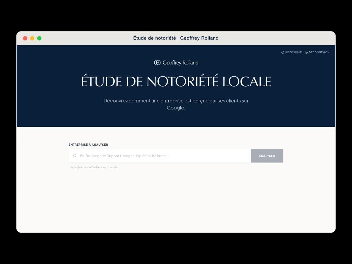 Images du générateur d'audit de Geoffrey Rolland