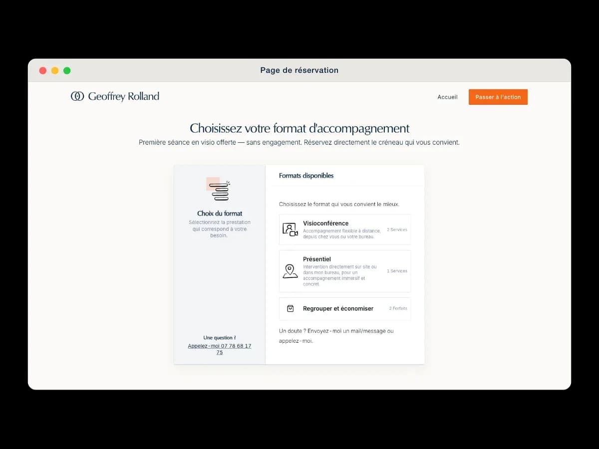 Page de réservation